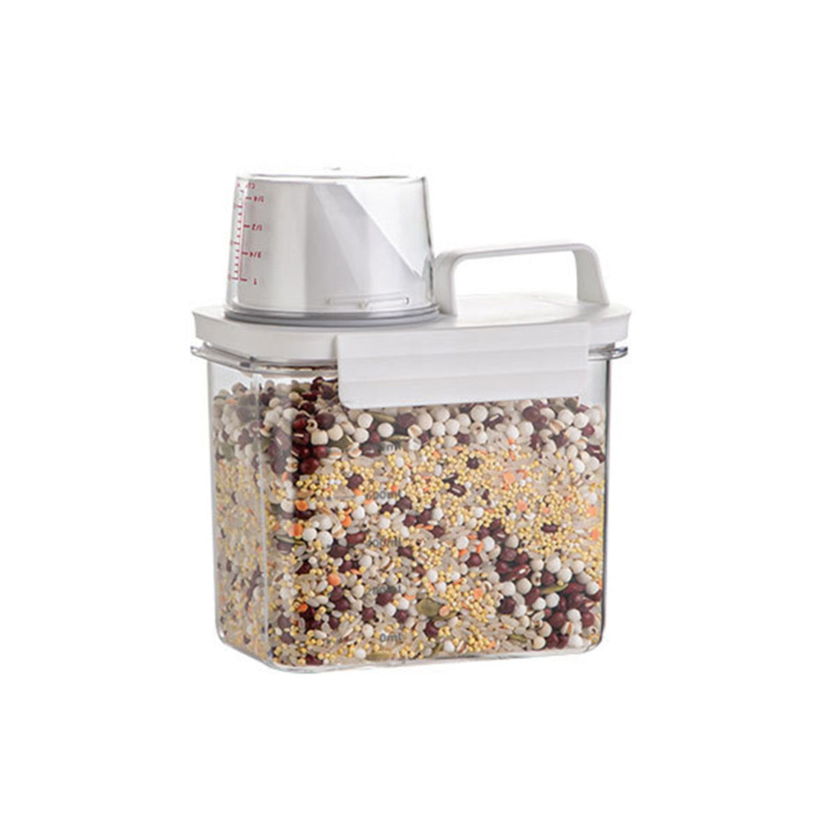 Sealed Household Grain Storage Box Transparent Rice Bucket Kitchen Storage - 2900ml