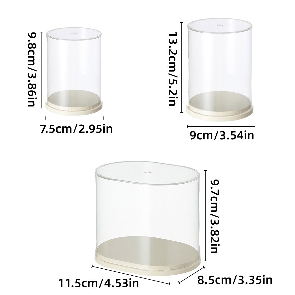 2pcs Clear Acrylic Display Case Transparent Box for Collectibles Dolls Figures - S