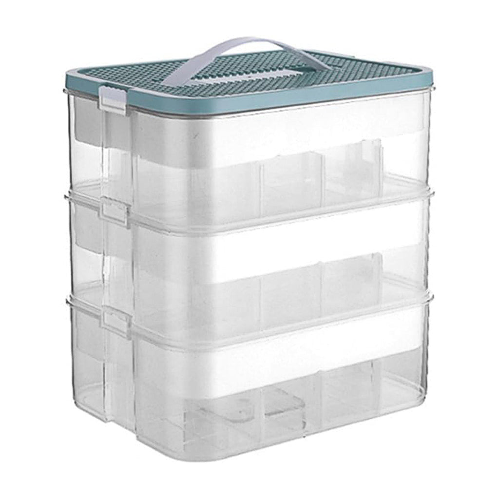 3Layer Storage Box Large Capacity Toy Organizer Building Block Storage Container - Green