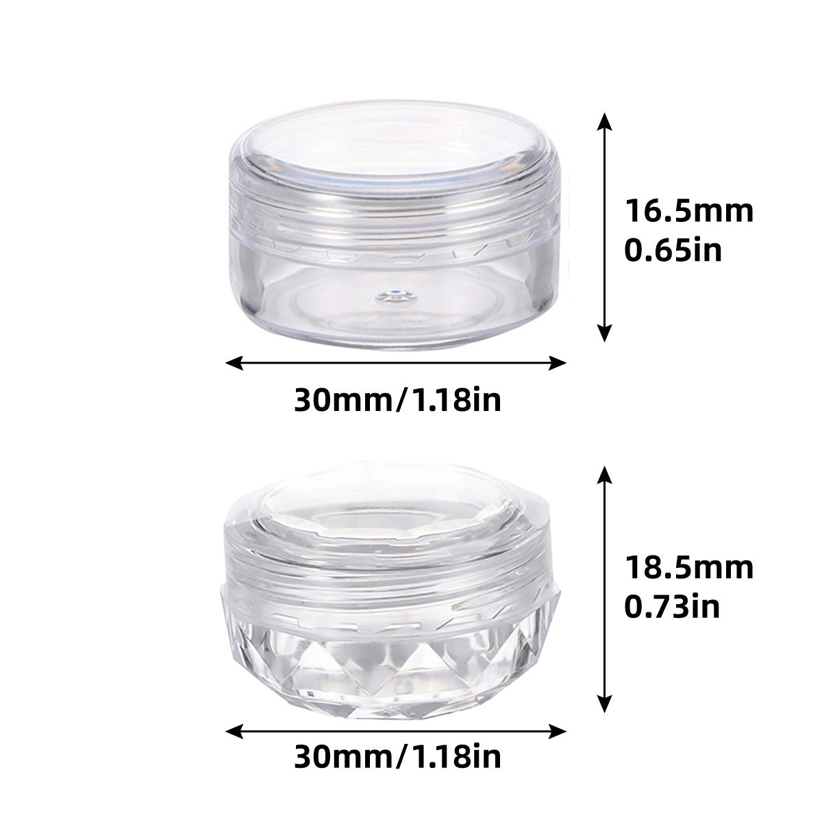 Cosmetic Cream Jar Bottle 50PCS 5g Transparent Round Refillable Sample Container - White Flat Lid Jar