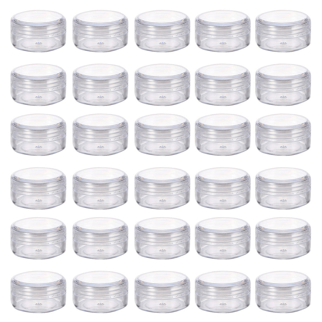 Cosmetic Cream Jar Bottle 50PCS 5g Transparent Round Refillable Sample Container - White Flat Lid Jar