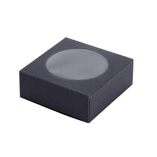 50PCS Handmade Soap Paper Box Round Window Kraft Black White Candy Biscuit Box - Black-50pcs 9*9*1.5CM
