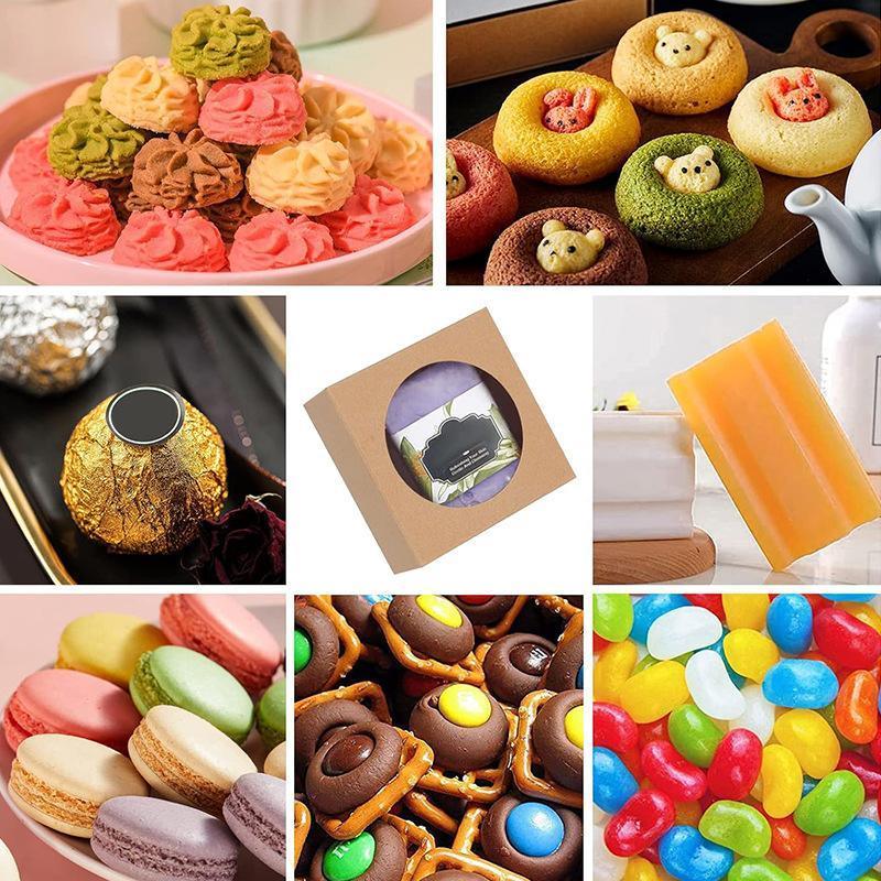 50PCS Handmade Soap Paper Box Round Window Kraft Black White Candy Biscuit Box - Khaki-50pcs 9.3*9.3*3.8CM