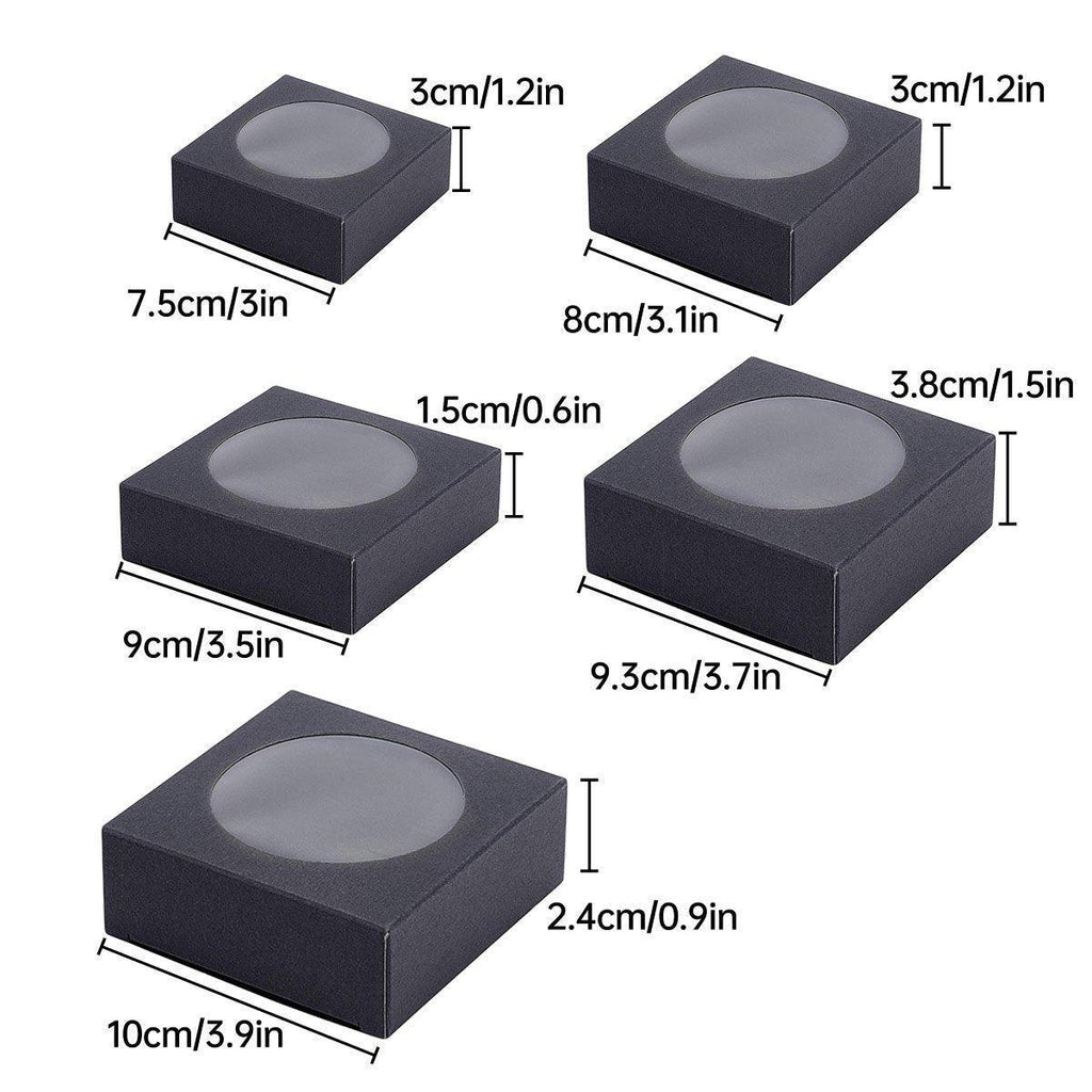 50PCS Handmade Soap Paper Box Round Window Kraft Black White Candy Biscuit Box - White-50pcs 9.3*9.3*3.8CM