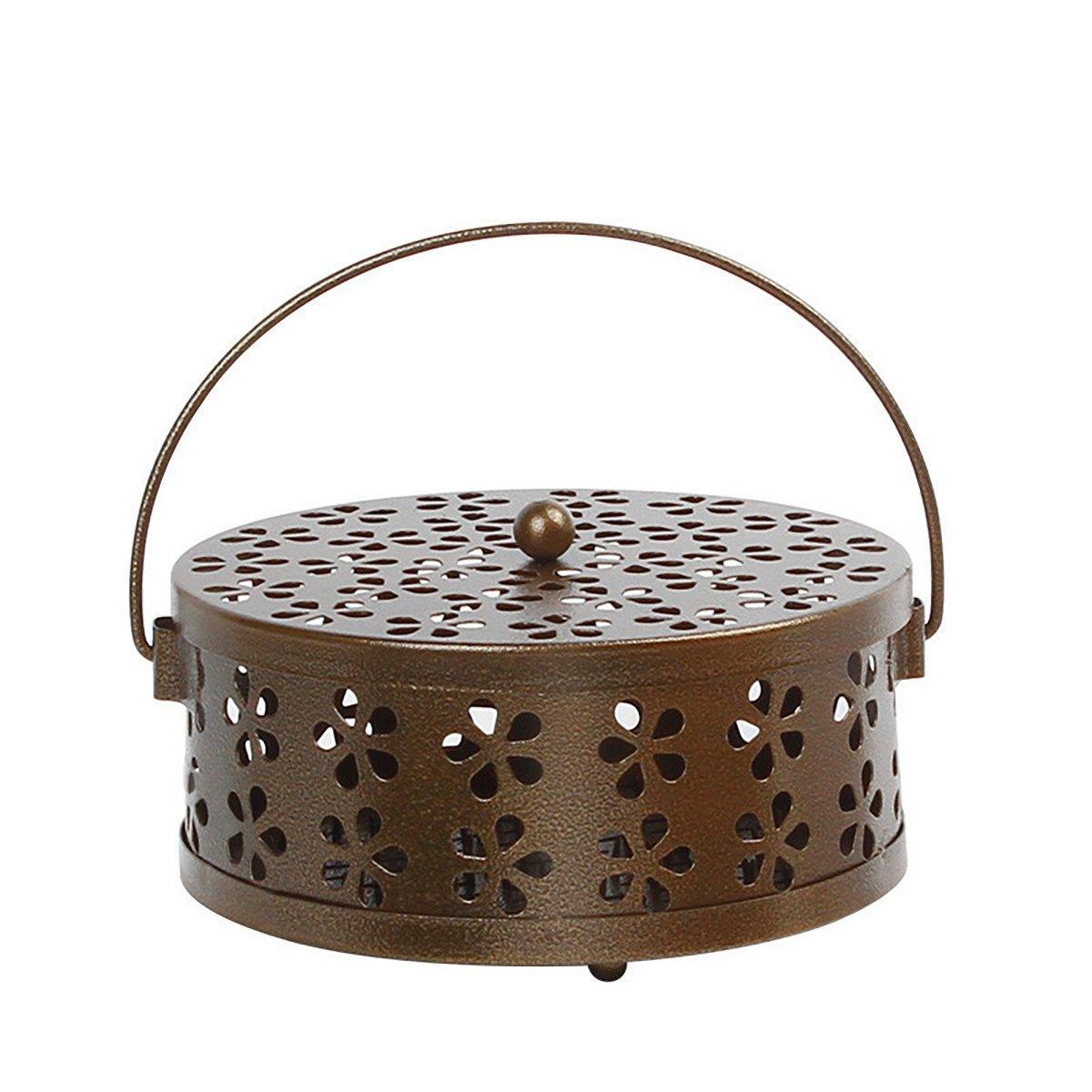 Iron Mosquito Incense Box Fireproof Tray Stand Indoor Household Incense Holder - Pink