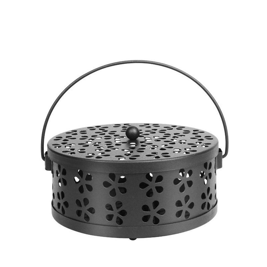 Iron Mosquito Incense Box Fireproof Tray Stand Indoor Household Incense Holder - Pink