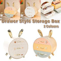 Large Multi-functional Makeup Storage Organizer Rabbit Decor Drawer Cosmetic Box - White