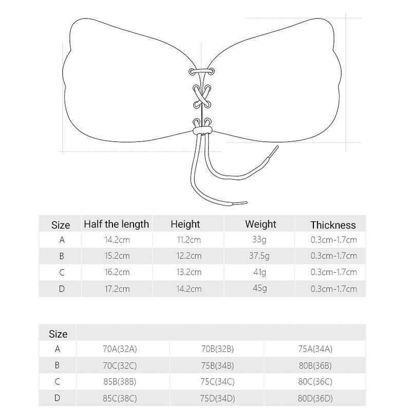 Strapless Backless Invisible Bra Push Up Stick On Silicone Lingerie Adjustable Nude - B