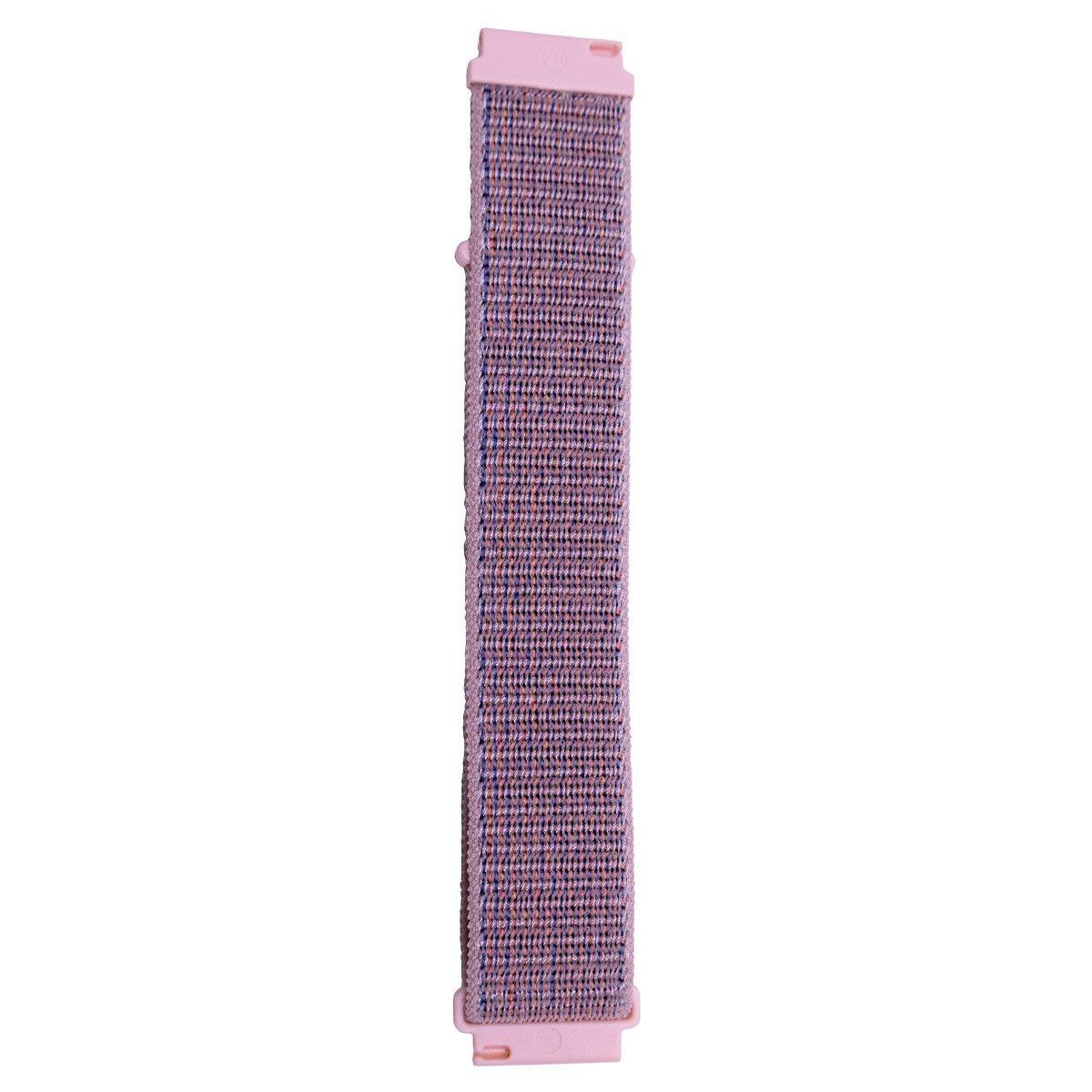 20mm Nylon Braided Sport Loop Velcro Watch Band Strap Compatible Replacement - Pink