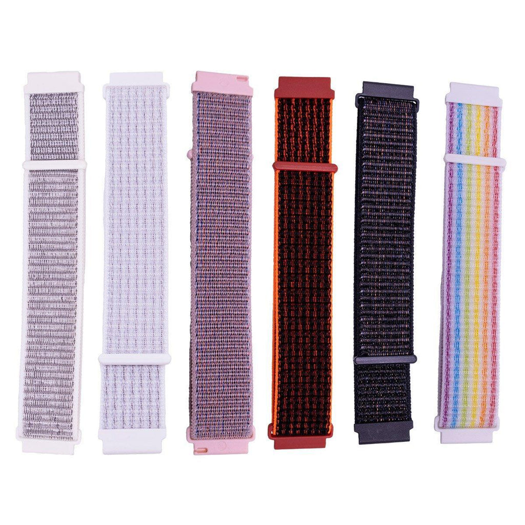 20mm Nylon Braided Sport Loop Velcro Watch Band Strap Compatible Replacement - Rainbow