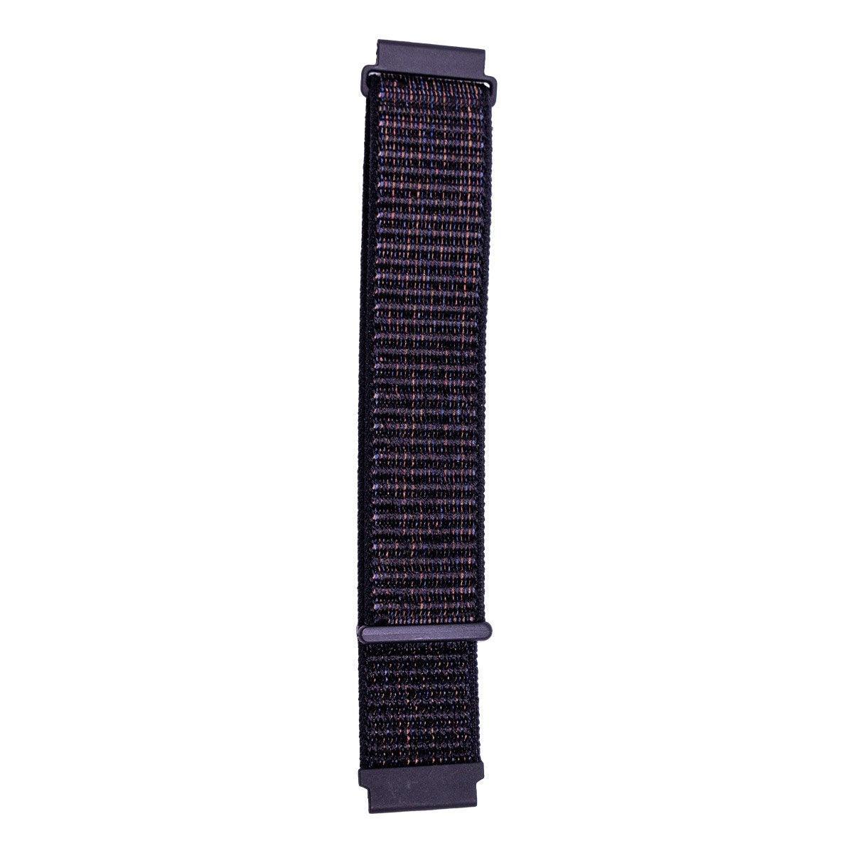 20mm Nylon Braided Sport Loop Velcro Watch Band Strap Compatible Replacement - Red-Black
