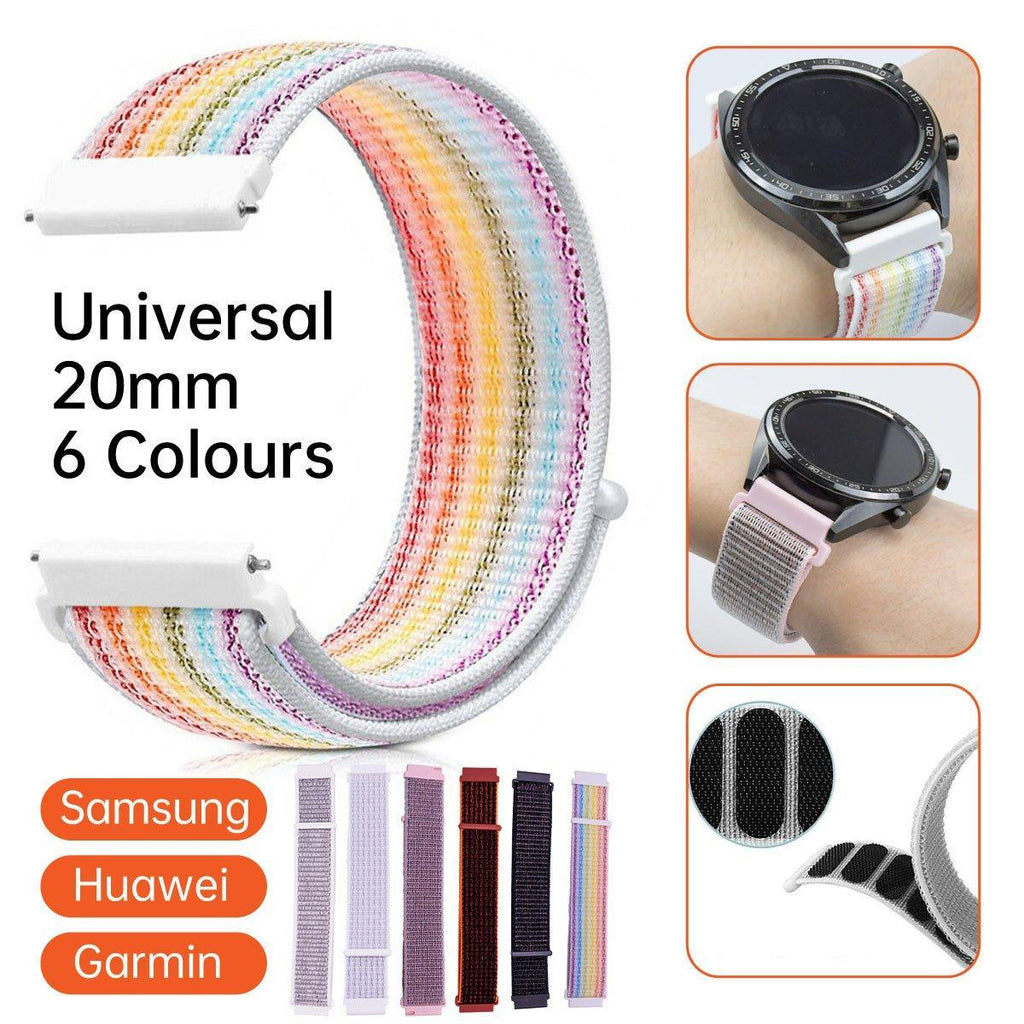 20mm Nylon Braided Sport Loop Velcro Watch Band Strap Compatible Replacement - Seashells