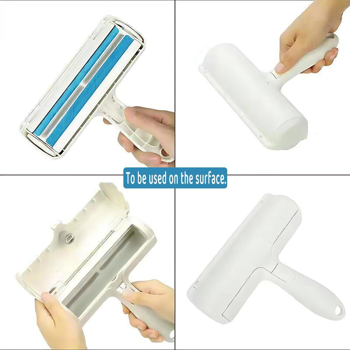 Pet Hair Remover Brush Dog Cat Fur Cleaning Roller Reusable Self Cleaning Tool - Blue