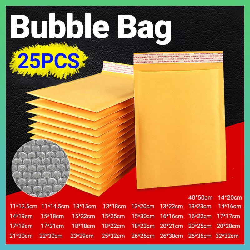 25PCS Poly Bubble Mailer Yellow Colour Multi-Size Plastic Padded Bag - 25PCS-14x20CM