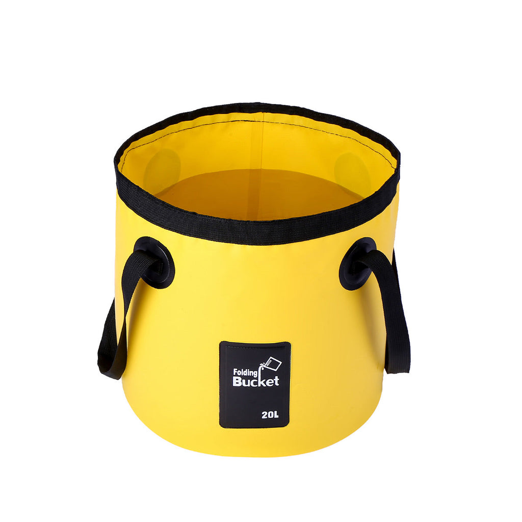 20L Portable Folding Bucket Water Container Camping Hiking Fishing Water Storage - Black