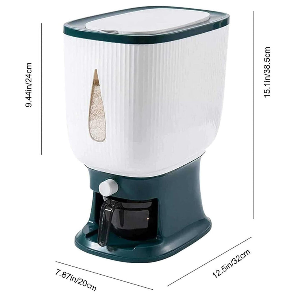 10kg Rice Storage Bucket Household Metering Rice Container Large Capacity - Grey