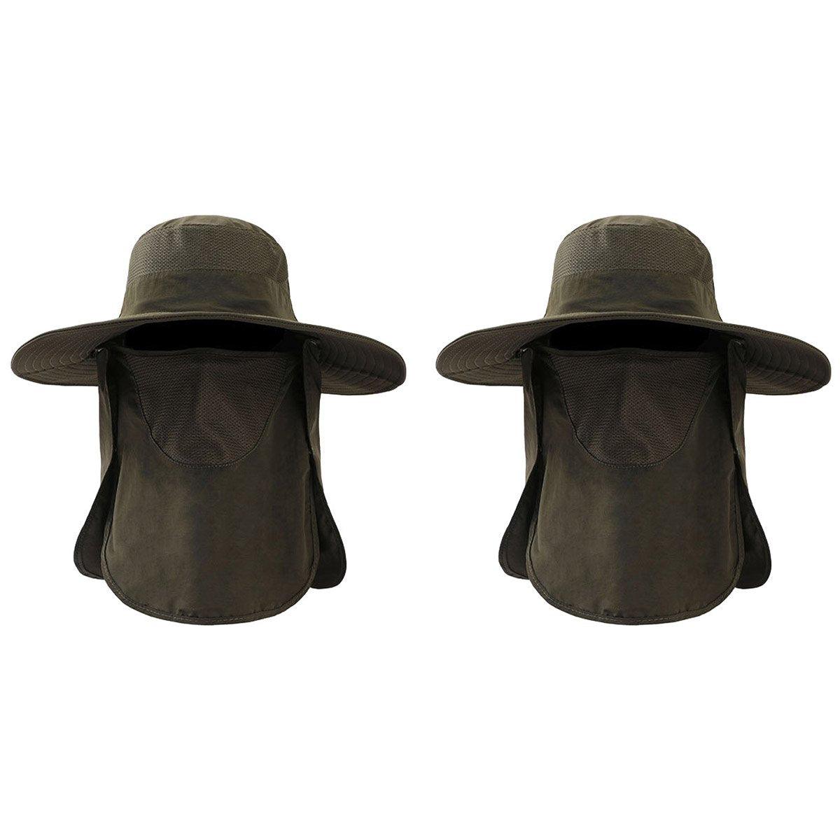 2PCS Outdoor Fisherman Hat Men Women Sun Protection Fishing Cap Bucket Hat - Navy