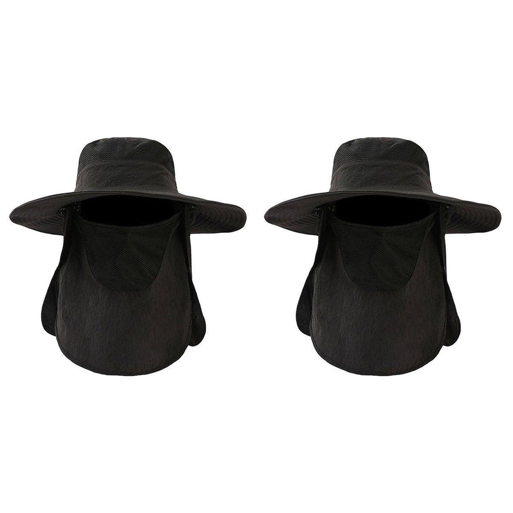 2PCS Outdoor Fisherman Hat Men Women Sun Protection Fishing Cap Bucket Hat - Navy