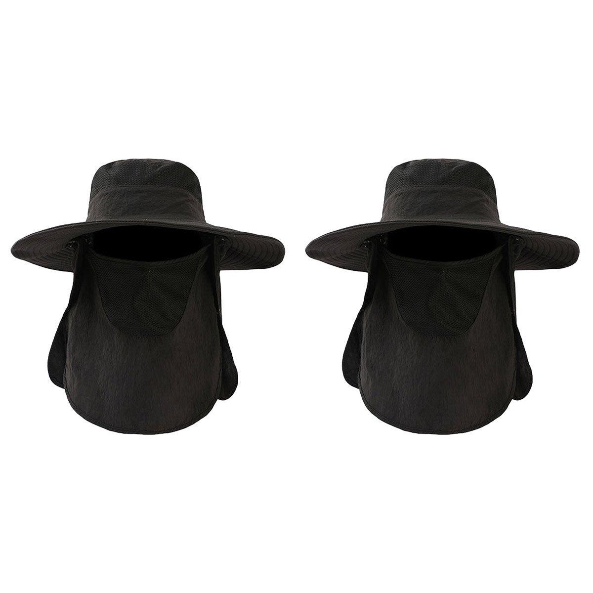 2PCS Outdoor Fisherman Hat Men Women Sun Protection Fishing Cap Bucket Hat - Navy