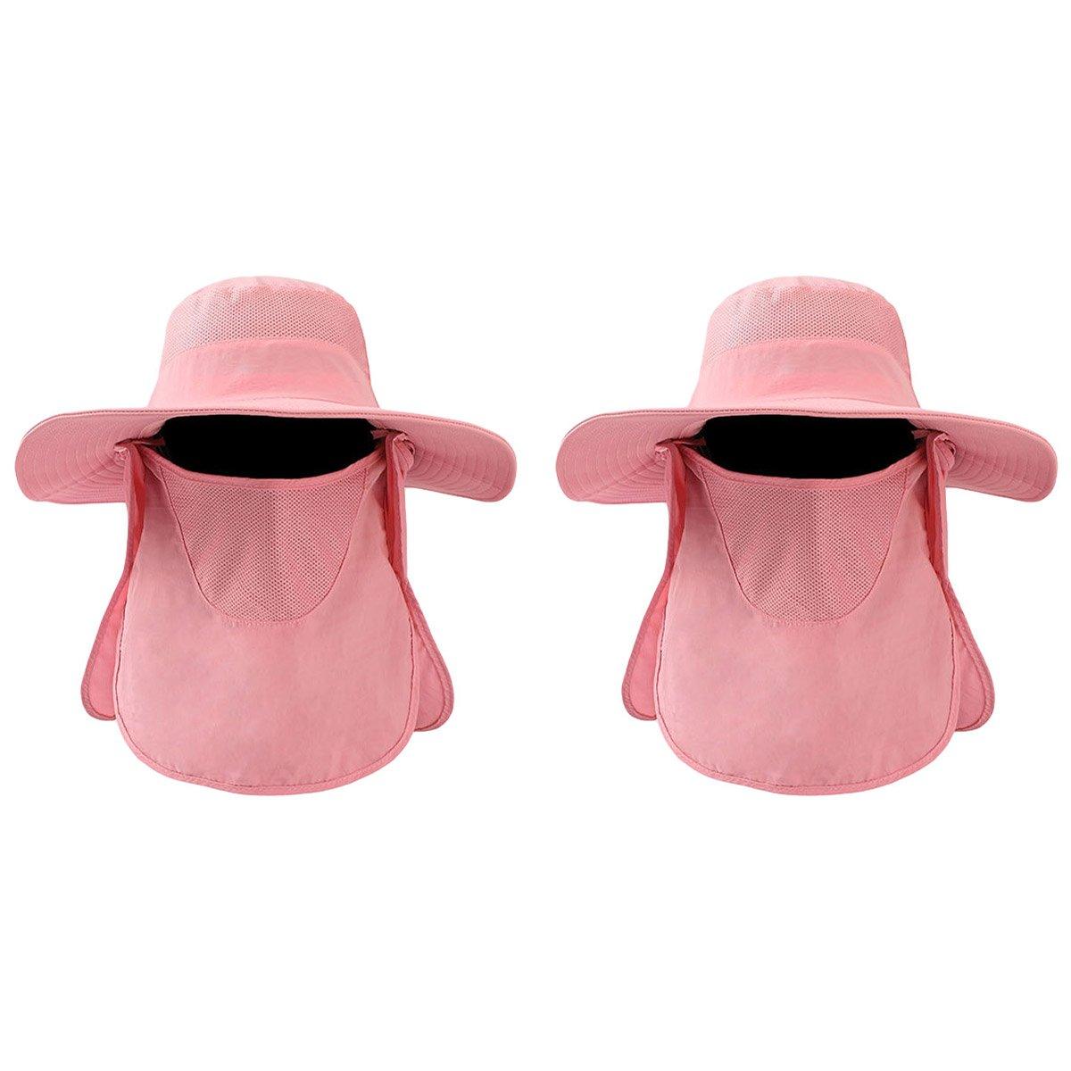 2PCS Outdoor Fisherman Hat Men Women Sun Protection Fishing Cap Bucket Hat - Navy