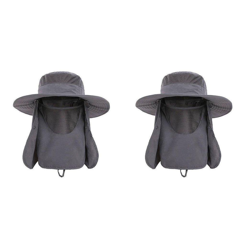 2PCS Outdoor Fisherman Hat Men Women Sun Protection Fishing Cap Bucket Hat - Navy