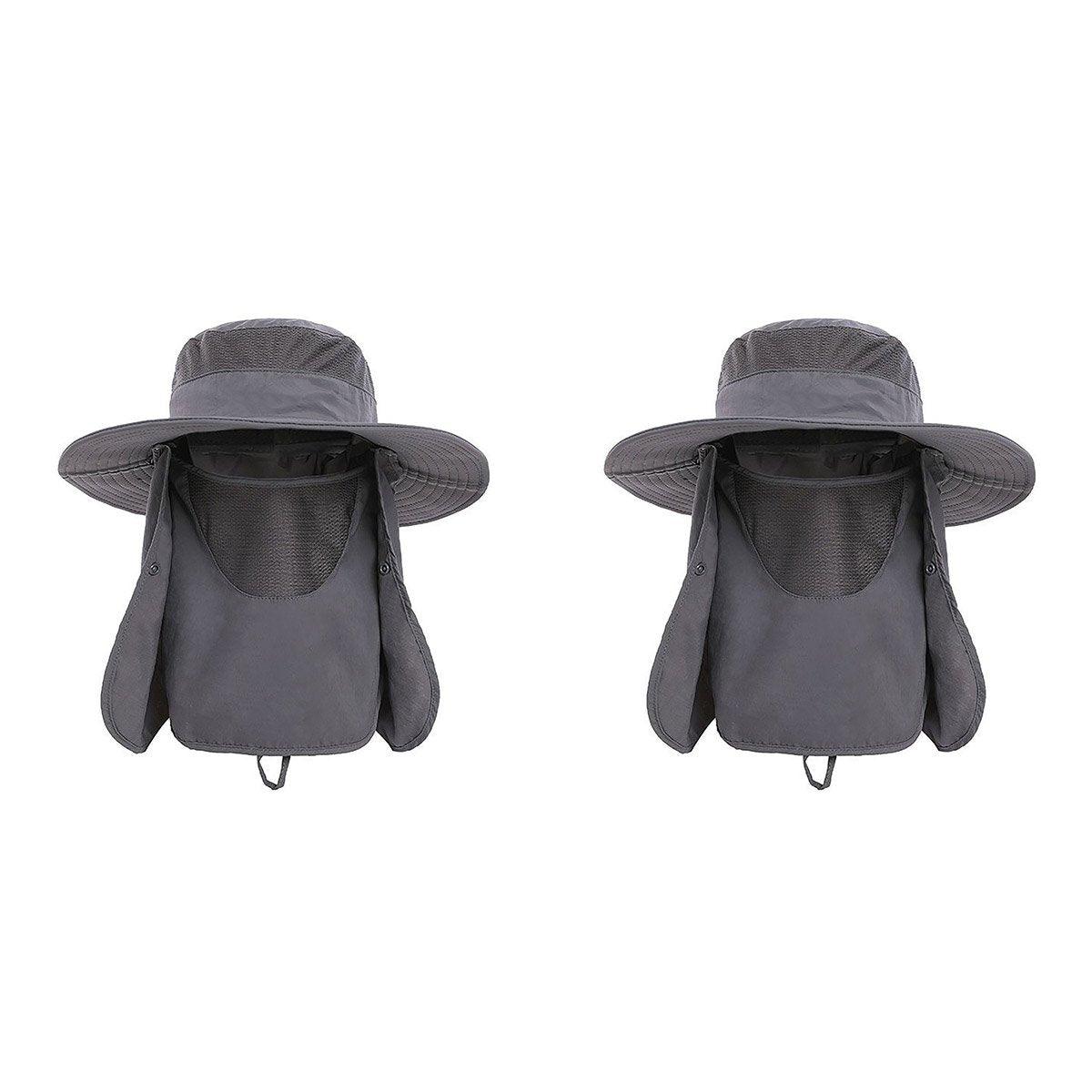 2PCS Outdoor Fisherman Hat Men Women Sun Protection Fishing Cap Bucket Hat - Navy
