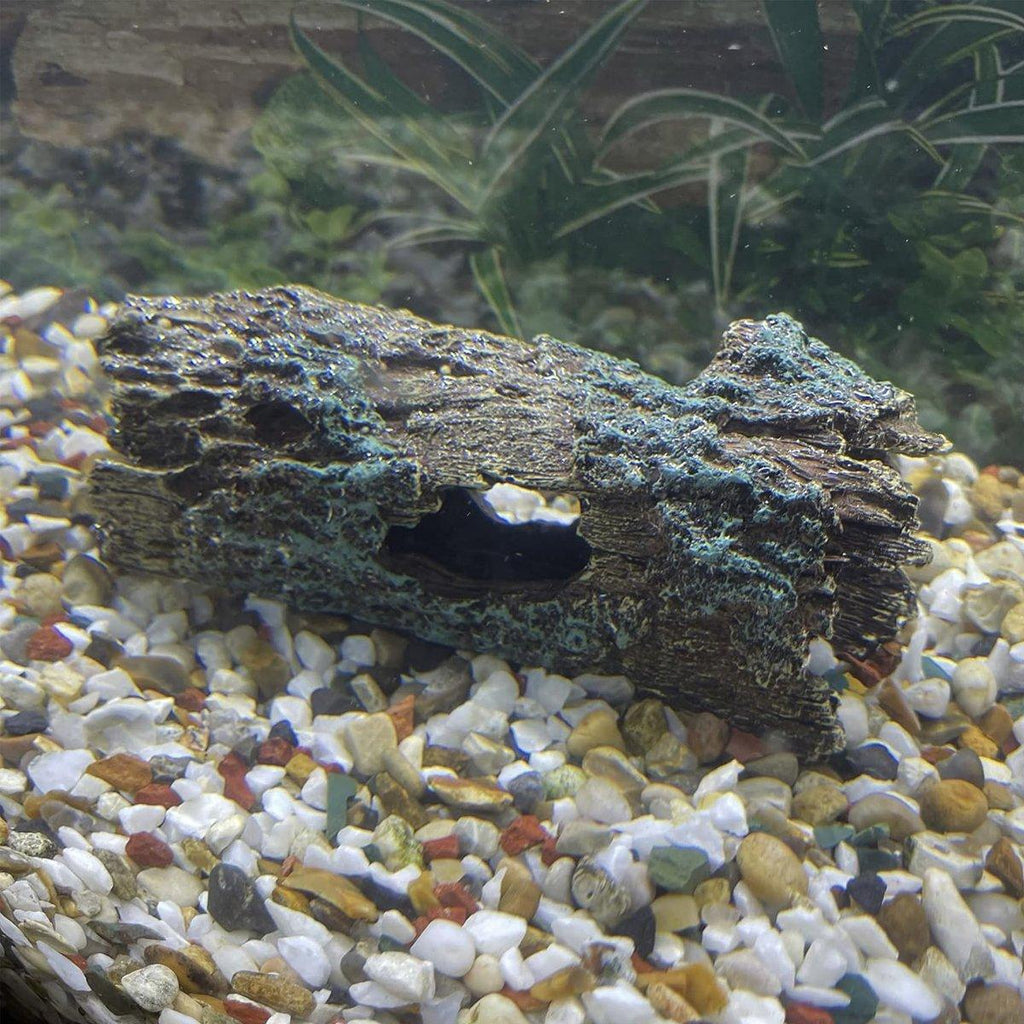Tree Log Hide Ornament Trunk Tunnel Fish Reptile Tank Resin Aquarium Decoration - Small