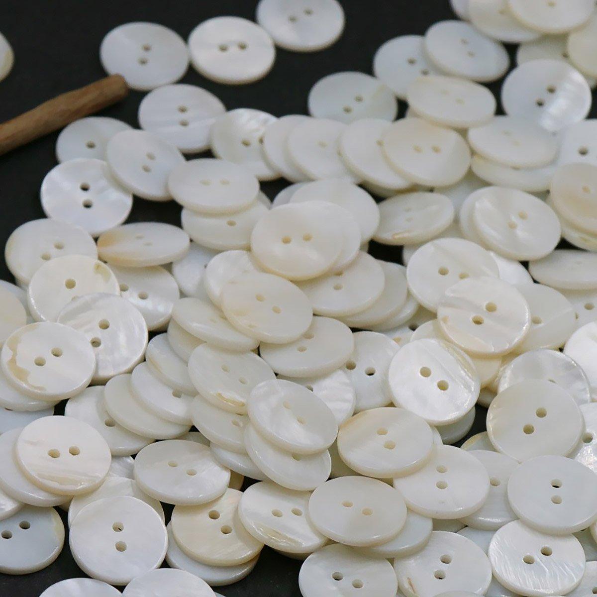 20pcs White Shirt Buttons Round Two Eyes Sewing Craft DIY Clothing Supplies - 18mm