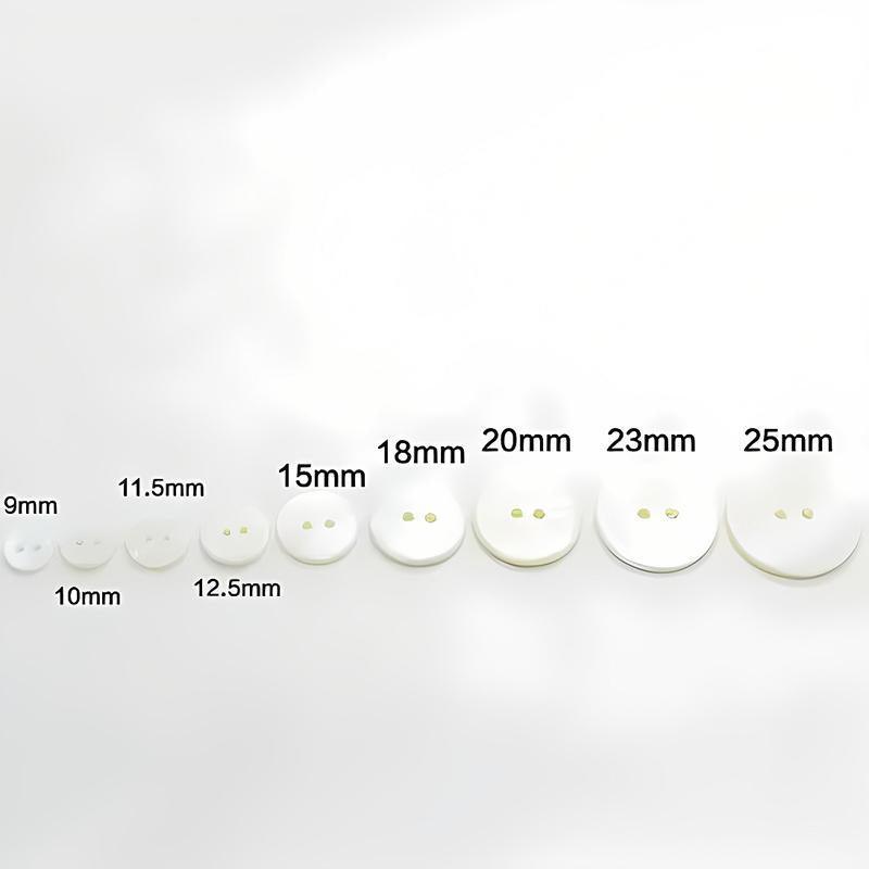 20pcs White Shirt Buttons Round Two Eyes Sewing Craft DIY Clothing Supplies - 9mm