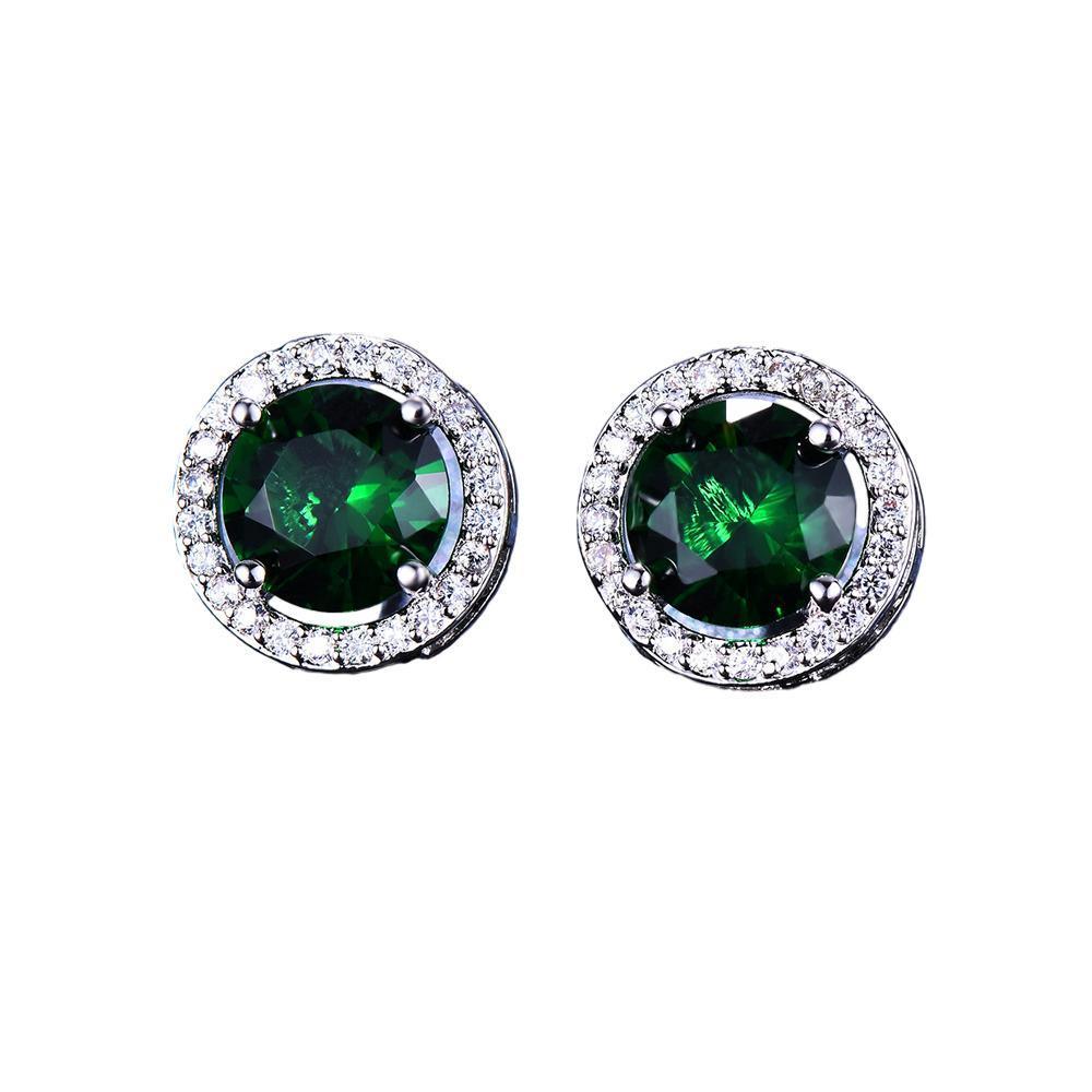Female Round Zircon Stud Earrings Full Diamond Boucle Big Hollow Cubic Gift - Colourful