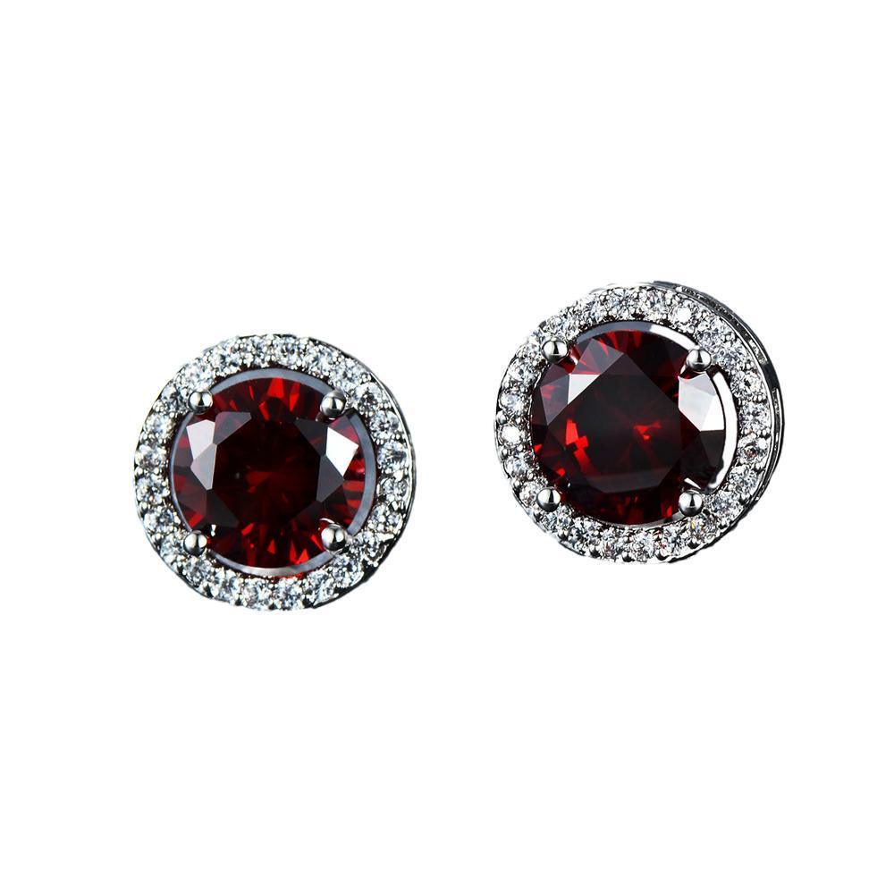 Female Round Zircon Stud Earrings Full Diamond Boucle Big Hollow Cubic Gift - Green