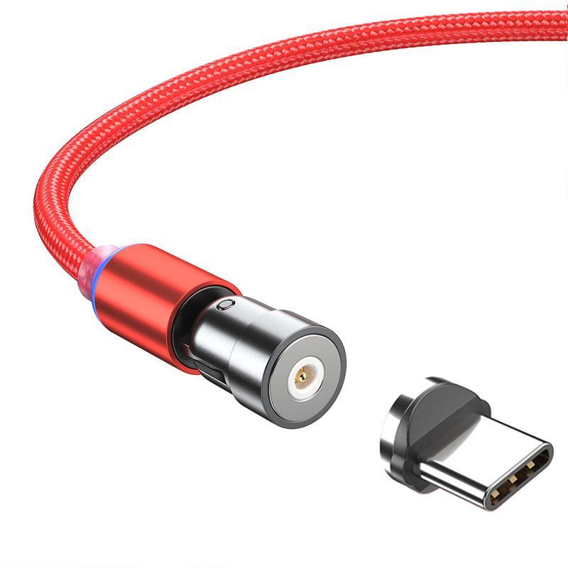1m 2m Braided Charging Cable with Detachable Connectors for Type C Micro Lightning - Magnet Cable-Red-iPhone-2M