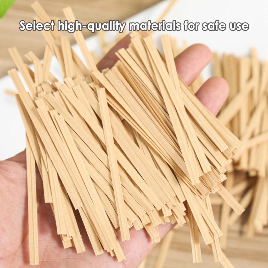 1000pcs Paper Tie Tape Wire 8/10/15cm for Baking Packing Bag Sealing Supplies - White-10cm