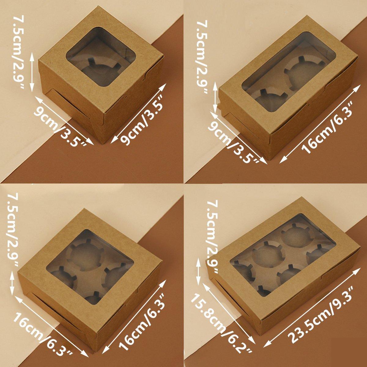 25Pcs Paper Cupcake Box with Window for Party Wedding Bakery Gift Packaging - 1 Hole