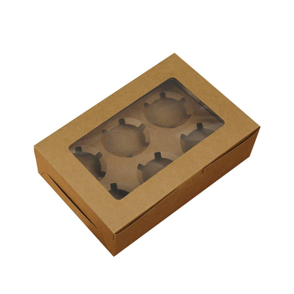 25Pcs Paper Cupcake Box with Window for Party Wedding Bakery Gift Packaging - 2 Holes