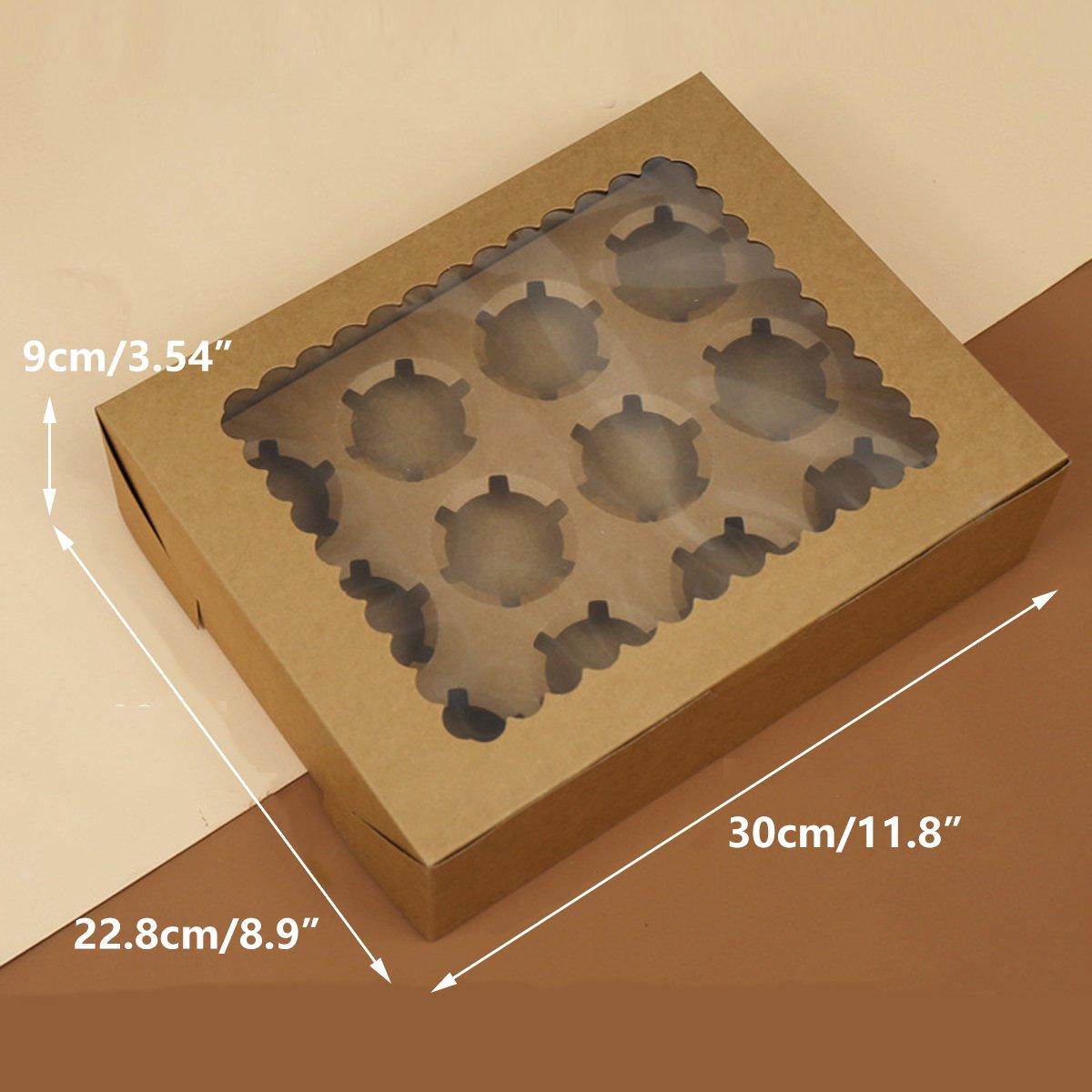 25Pcs Paper Cupcake Box with Window for Party Wedding Bakery Gift Packaging - 6 Holes
