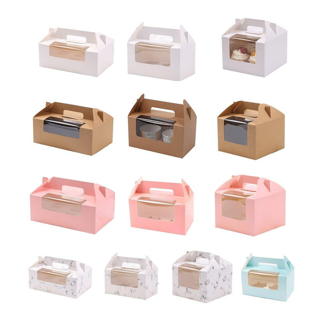 25pcs Portable Cupcake Packaging Box with Transparent Window for Easy Opening - Brown-2Cup