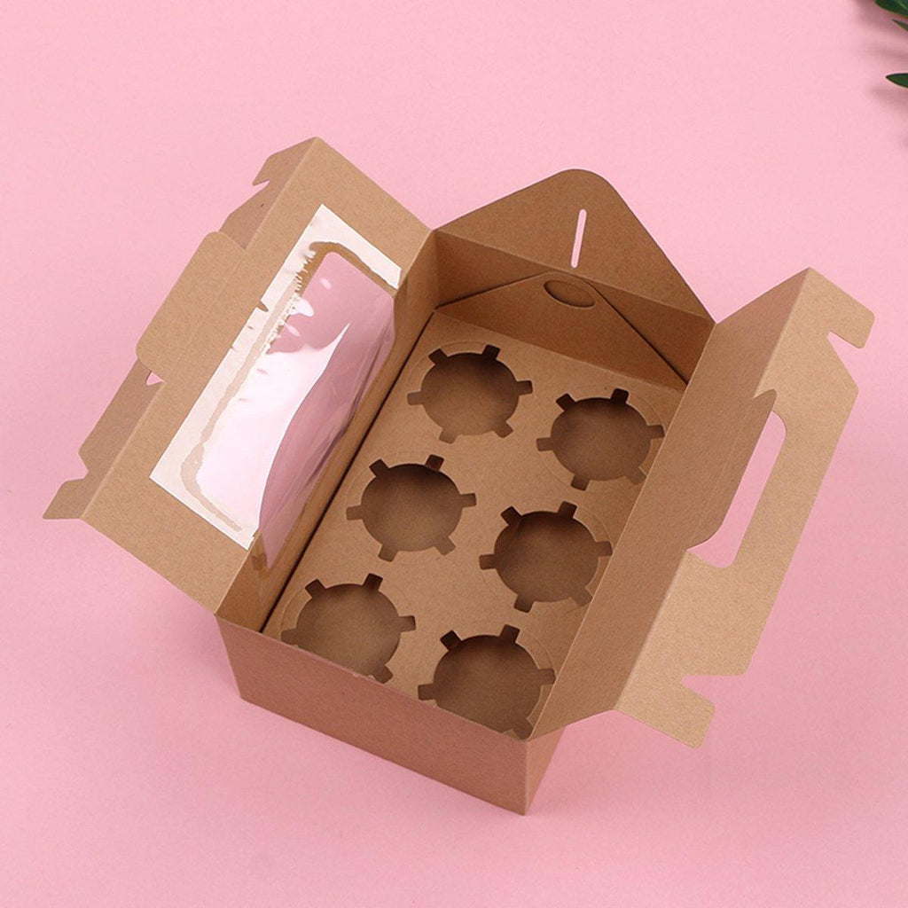 25pcs Portable Cupcake Packaging Box with Transparent Window for Easy Opening - Marble-2Cup