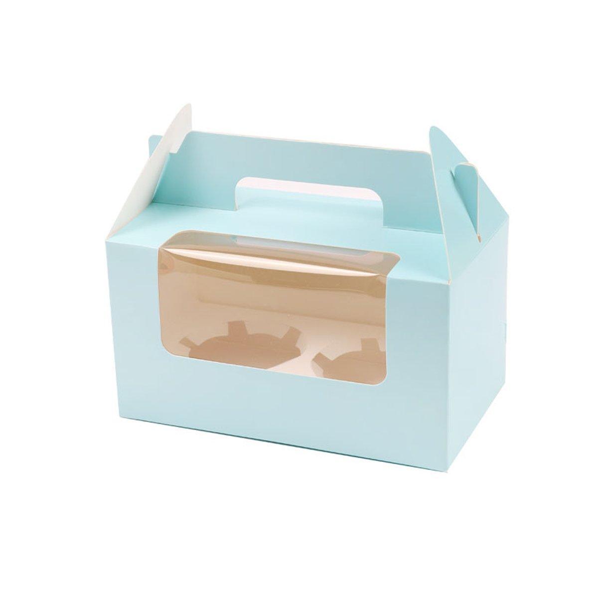 25pcs Portable Cupcake Packaging Box with Transparent Window for Easy Opening - Marble-2Cup