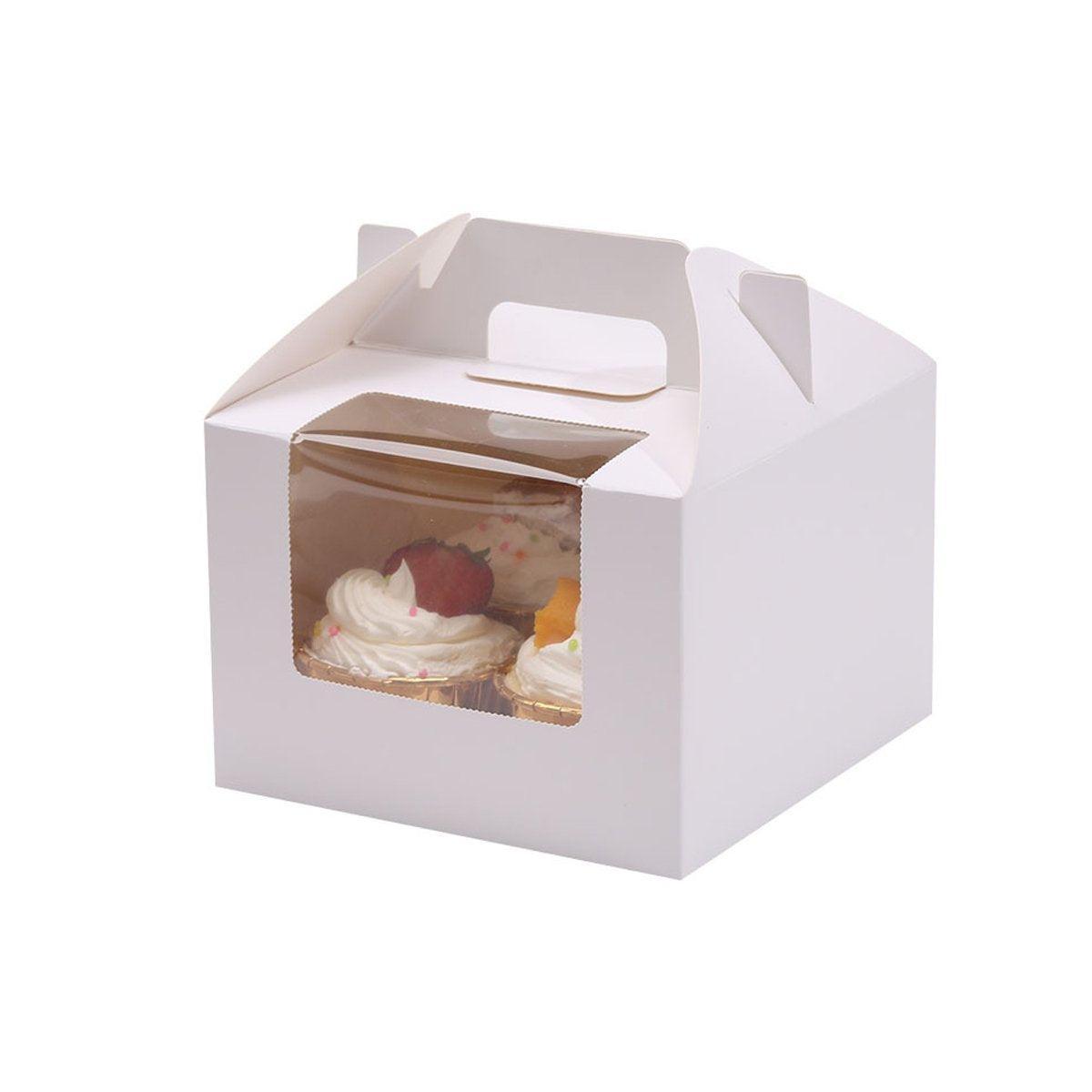 25pcs Portable Cupcake Packaging Box with Transparent Window for Easy Opening - Marble-2Cup