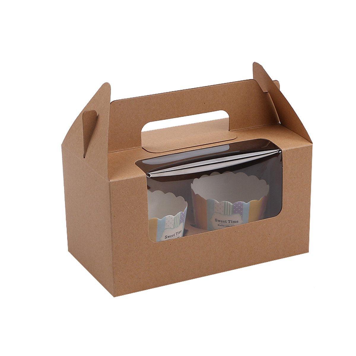 25pcs Portable Cupcake Packaging Box with Transparent Window for Easy Opening - Marble-6Cup