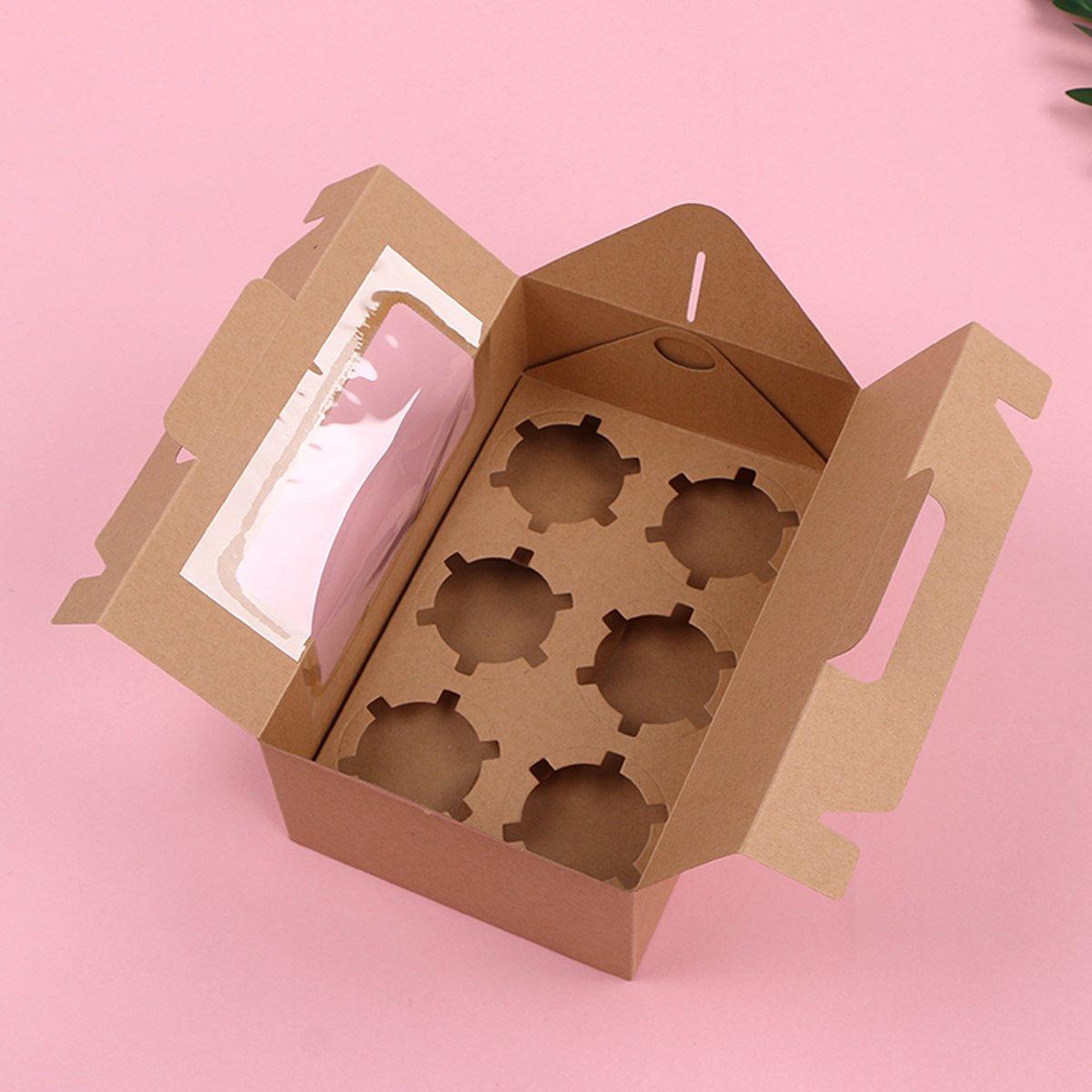 25pcs Portable Cupcake Packaging Box with Transparent Window for Easy Opening - Pink-2Cup