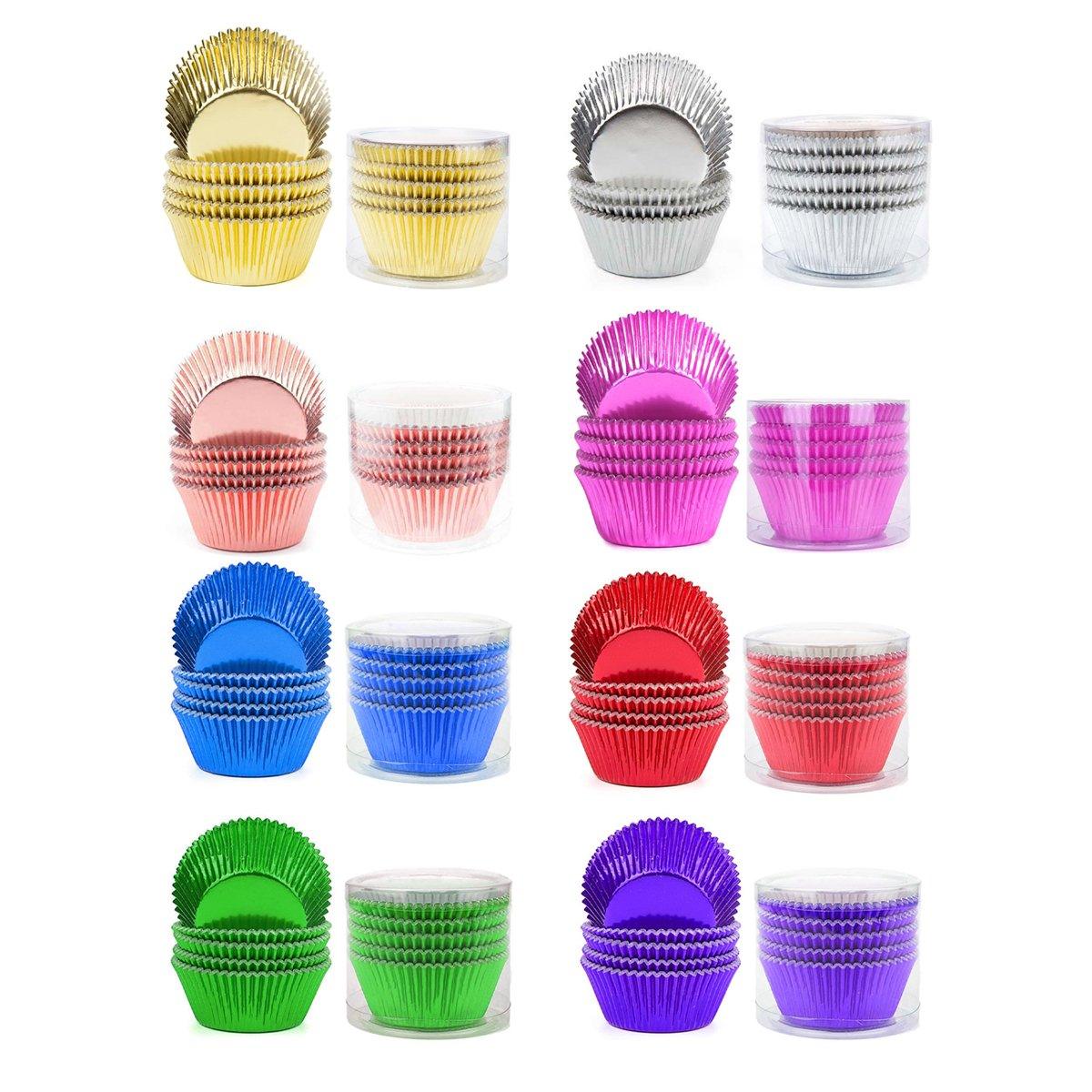 200 Pcs Colored Baking Paper Cupcake Trays Muffin Liners for Party Baking - Pink