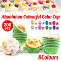 200 Pcs Colored Baking Paper Cupcake Trays Muffin Liners for Party Baking - Red
