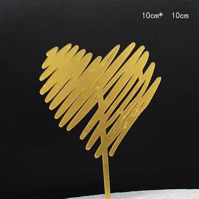 Happy Birthday Acrylic Cake Topper Cake Decoration Golden Silver Party - Pink-Heart