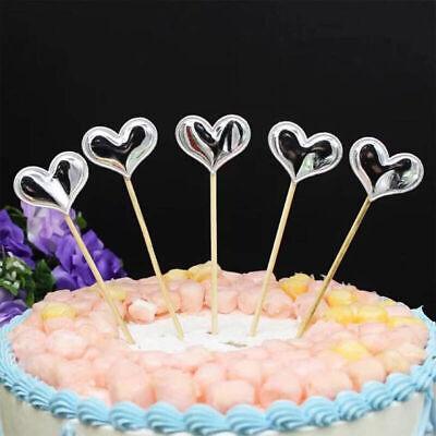 Happy Birthday Acrylic Cake Topper Cake Decoration Golden Silver Party - Red-Heart