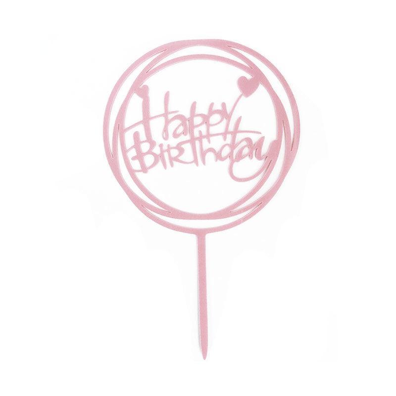 Happy Birthday Acrylic Cake Topper Cake Decoration Golden Silver Party - Silver-Star
