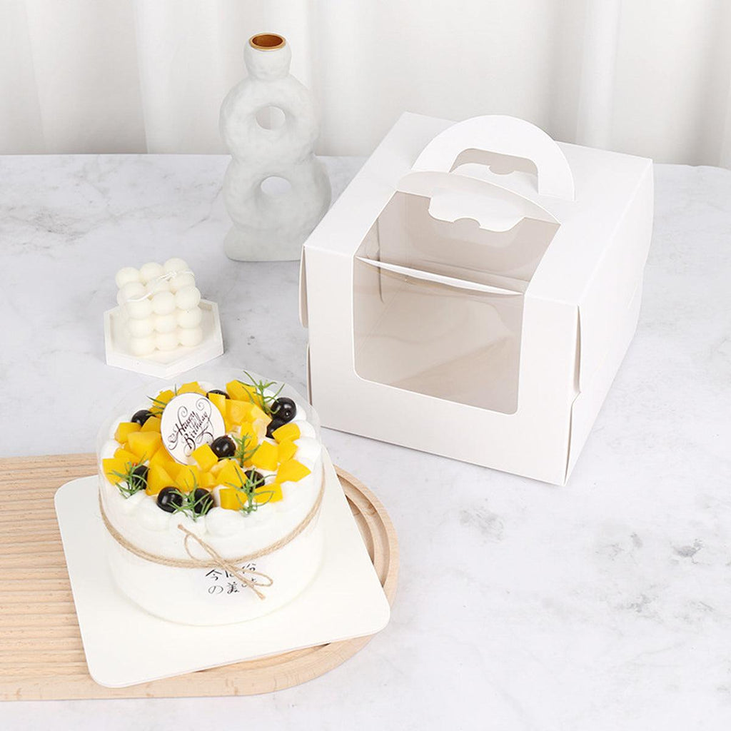 50pcs Portable Cake Boxes with Open Window for Birthday Party Cake Packaging - 8inch