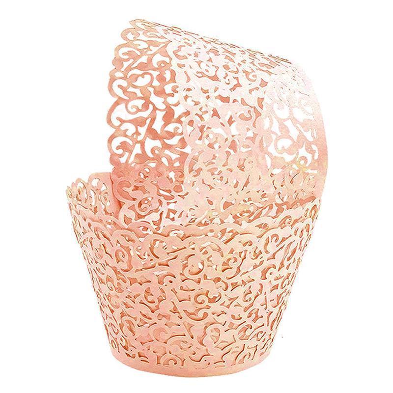 25pcs Laser Cut Cupcake Wrappers Wedding Party Baking Decorations in 8 Colours - Yellow