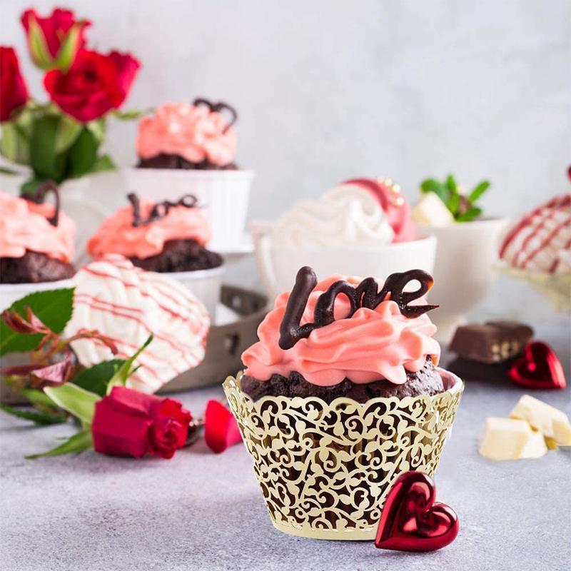25pcs Laser Cut Cupcake Wrappers Wedding Party Baking Decorations in 8 Colours - Light Purple